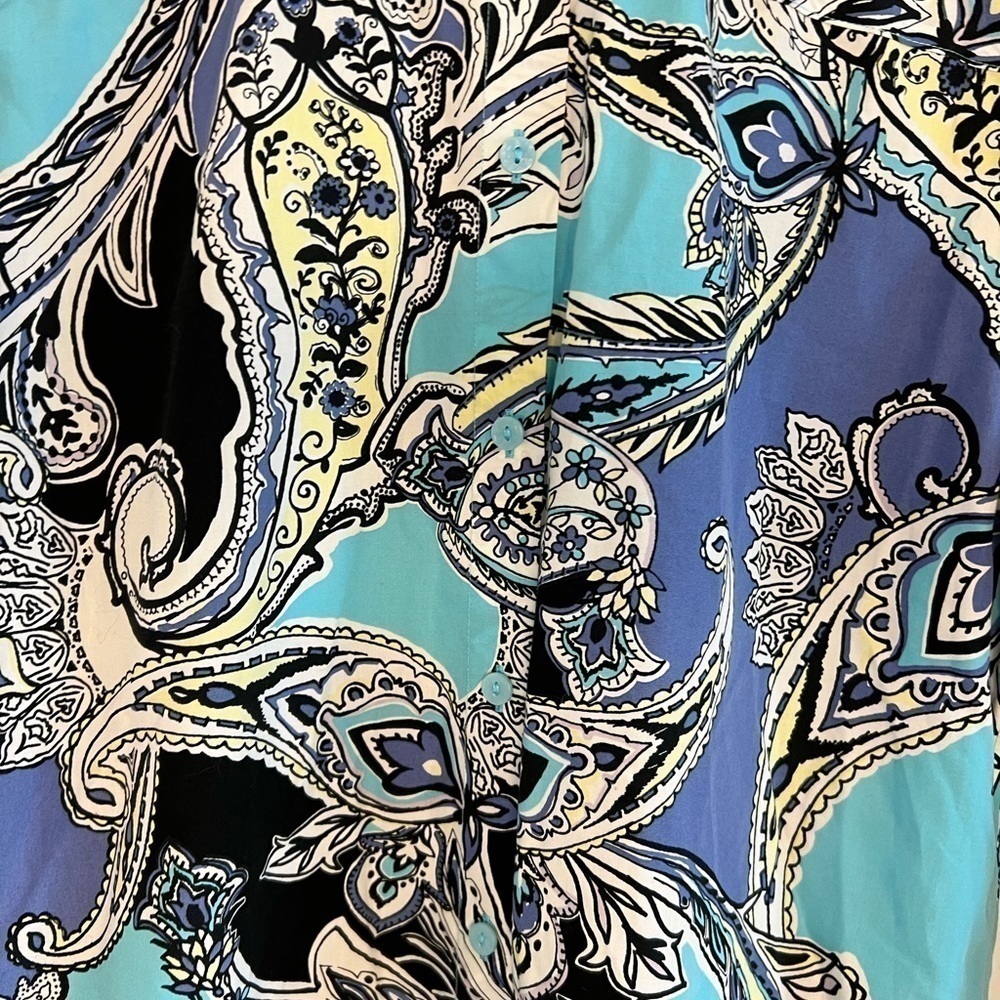 CHICOS Women’s Blue Paisley Blouse Size 1 - Picture 6 of 11